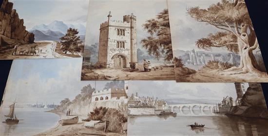 Twelve 19th century Italian landscape watercolours